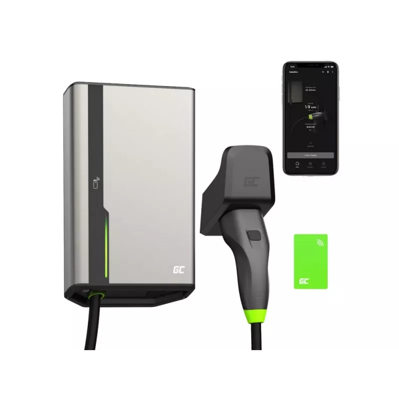 Green Cell HabuDen EVGC021B2250 Wallbox EV charger 22 kW 32A, Type 2, 5 m cable, NFC, Bluetooth, Wi-Fi, Aluminium