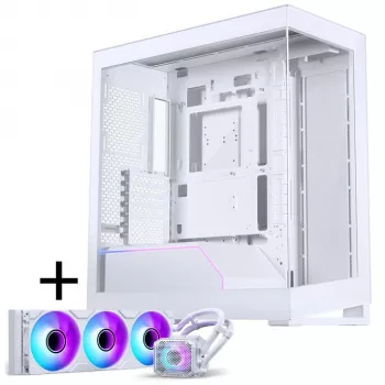 PHANTEKS NV-Serie NV5 MK2 ATX-Enclosure, Tempered Glass, DRGB - Matte White + Glacier One 360M25 Gen2 DRGB AiO Liquid Cooling - 360mm