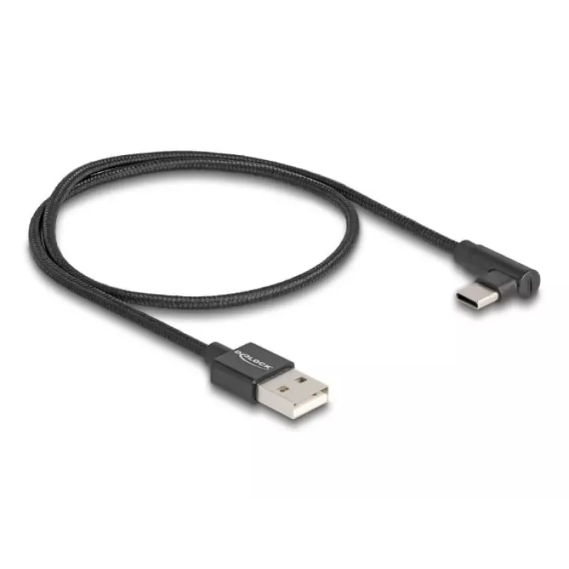 DeLOCK USB 2.0 Cable Type-A male to USB Type-C male angled 0.5 m black