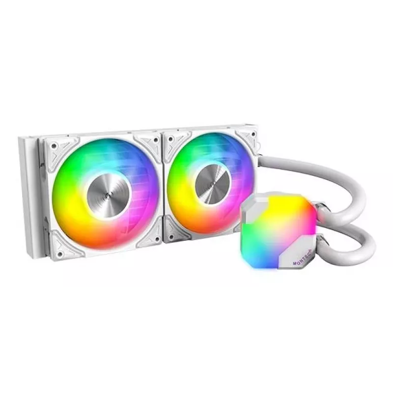 AIO water cooler Montech Hyper Flow ARGB 240 mm White — 240 mm radiator, ARGB lighting, white finish