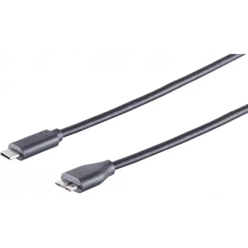 USB cable S/CONN 77142-1.0 USB 3.2 Gen 2 1 m USB C Micro-USB B Black