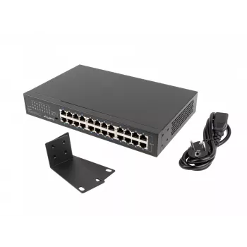 Unmanaged switch LANBERG RSGE-24 — 24× Gigabit Ethernet 1U, rack-mountable, black