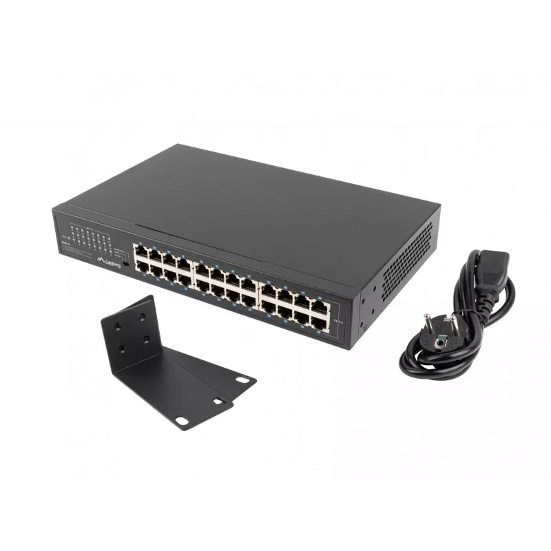Unmanaged switch LANBERG RSGE-24 — 24× Gigabit Ethernet 1U, rack-mountable, black