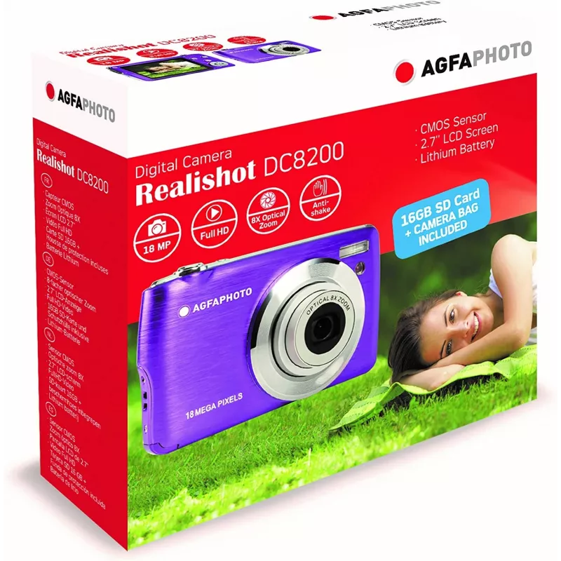 Agfa Photo DC8200 Purple + Case + Card SD 16GB
