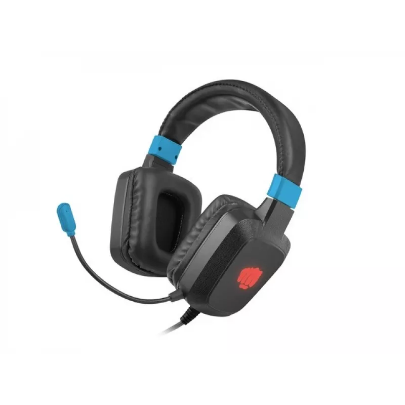 Wired gaming headset Fury NFU-1584 with boom microphone, circumaural, 98 dB, 15–25000 Hz, 2 m cable, USB and 3.5 mm, blue