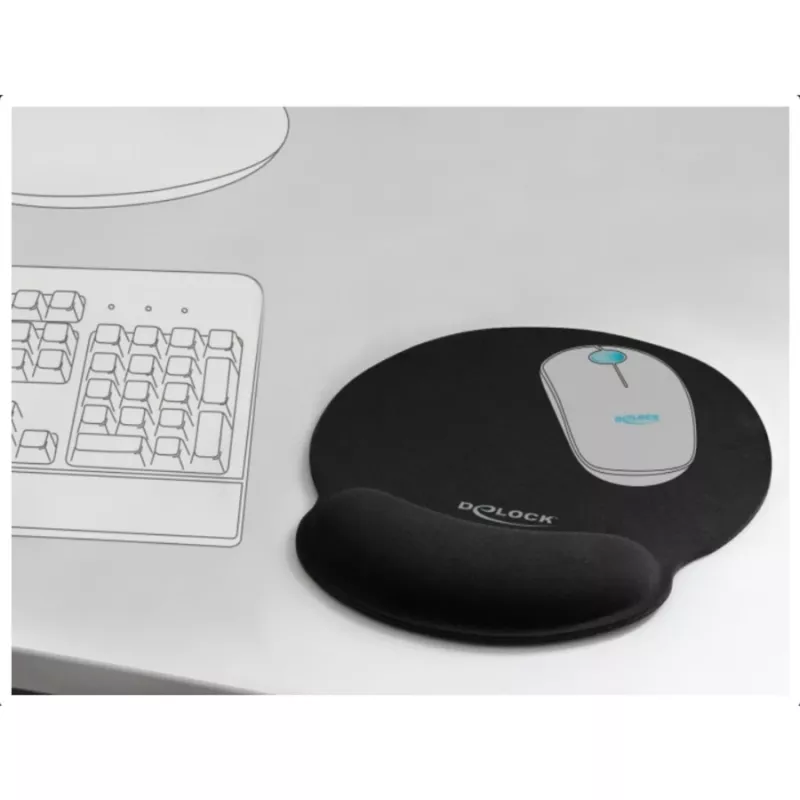 Delock Ergonomisches Mauspad mit Handballenauflage schwarz 252x227 mm
