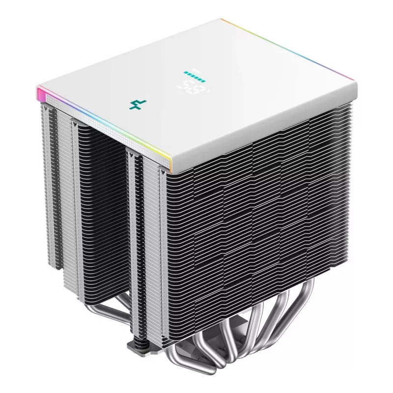 Air cooler DeepCool AK620 Digital SE White — dual 120 mm fans, 6 heat pipes, PWM, LGA 1700 support, built-in display