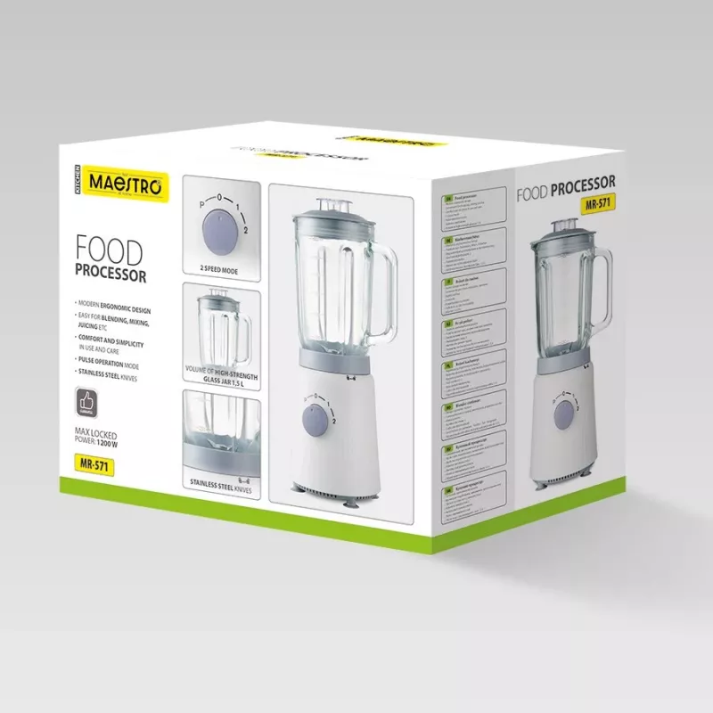 Food processor Maestro MR-571 1200W white/grey — multifunctional kitchen processor