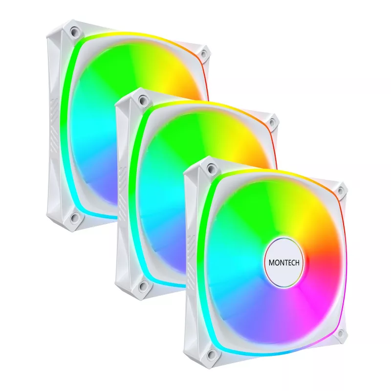 MONTECH RX120 PRO White 120mm ARGB Reverse Blade 3-Pack