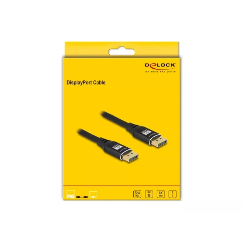 DeLOCK DisplayPort Cable 8K 60 Hz 3 m Black Metal