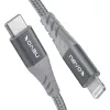 USB 2.0 Adapter Cable, USB-C Plug > Lightning Plug (Silver/Grey, 1 Meter, PD, Sleeved)