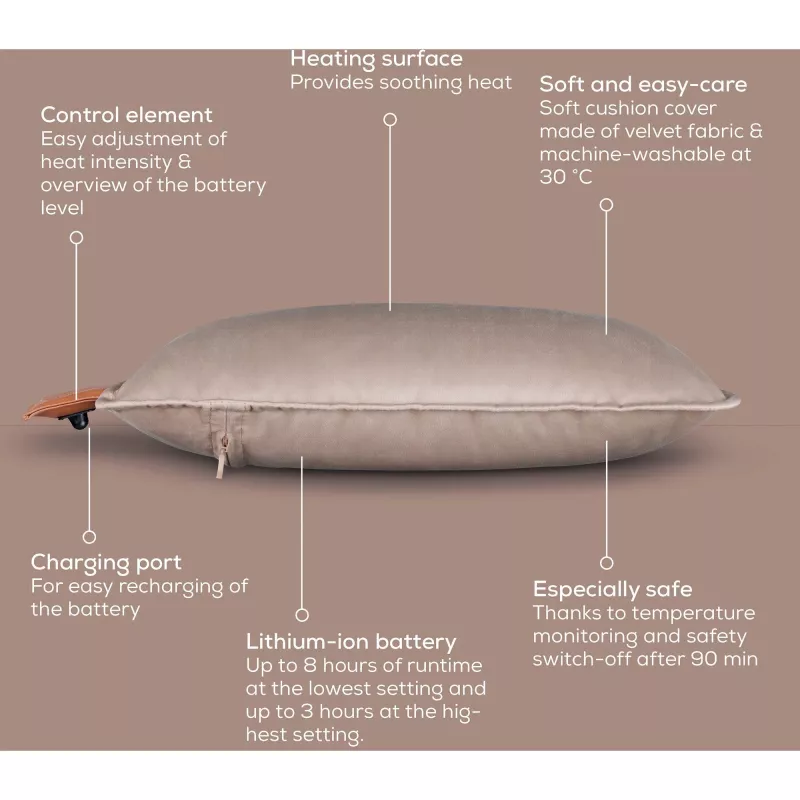 Heating pad Beurer HK77 rechargeable battery Smokey-Taupe – portable electric heat pad