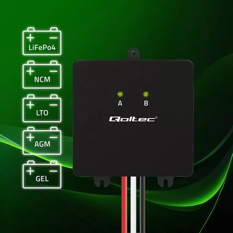 Battery voltage balancer QOLTEC 51097 for 24V (2×12V) batteries, 5A balancing current