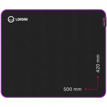 Lorgar Main 315, Gaming mouse pad, High-speed surface, Purple anti-slip rubber base, size: 500mm x 420mm x 3mm, weight 0.39kg