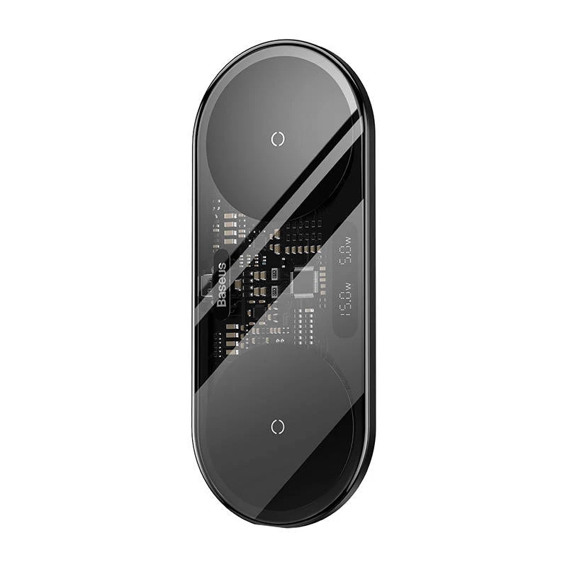 Baseus 2In1 20W Digital Led Display Headphones Black Wireless Charging