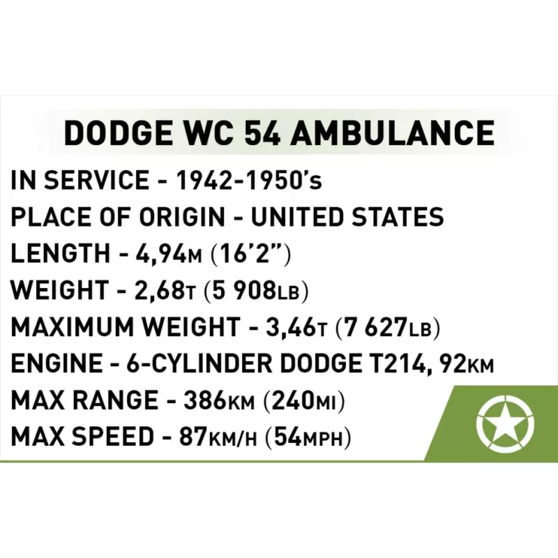 Construction Toy Cobi Dodge WC-54 Ambulance model 2257 1:35 scale building set