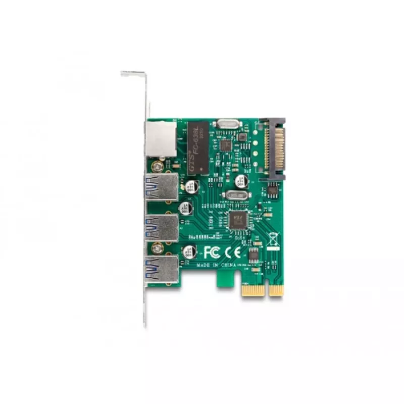 DeLOCK PCI Express x1 Card 3 x USB 5 Gbps Type-A 1 x Gigabit LAN