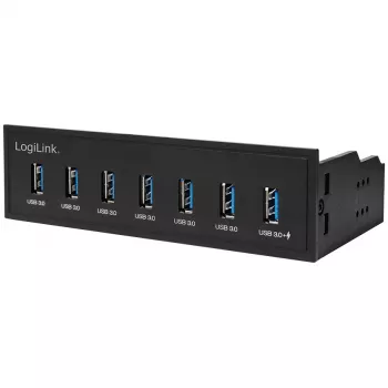 LogiLink USB 3.0 hub, 7-port 5.25 internal, with fast charging port - Hub - 6 x SuperSpeed USB 3.0 + 1 x SuperSpeed USB 3.0 (laden)