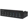 LogiLink USB 3.0 hub, 7-port 5.25 internal, with fast charging port - Hub - 6 x SuperSpeed USB 3.0 + 1 x SuperSpeed USB 3.0 (laden)