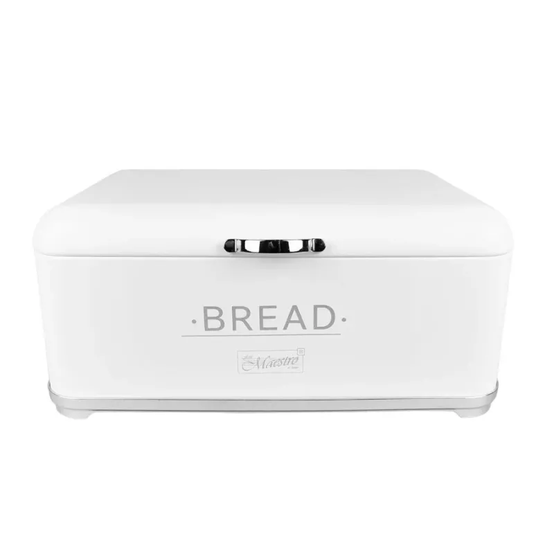 Bread box Maestro MR1677-AR-W — rectangular stainless steel, white, 340×220×160 mm