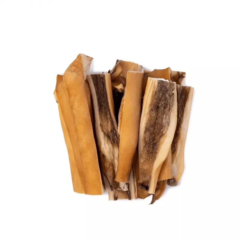 Dog treats UNISZKI Beef Skin 100 g — natural beef skin dental chews, 100 g sachet, protein 65%