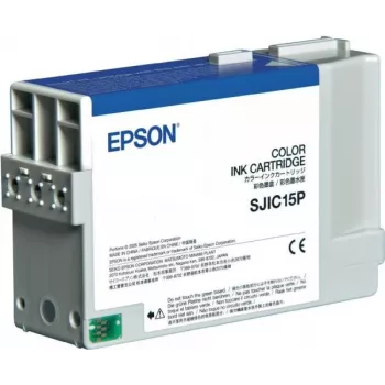 Epson SJIC15P Color (Cyan, Magenta, Yellow) original Ink cartridge for TM C3400, C3400 SecurColor, C