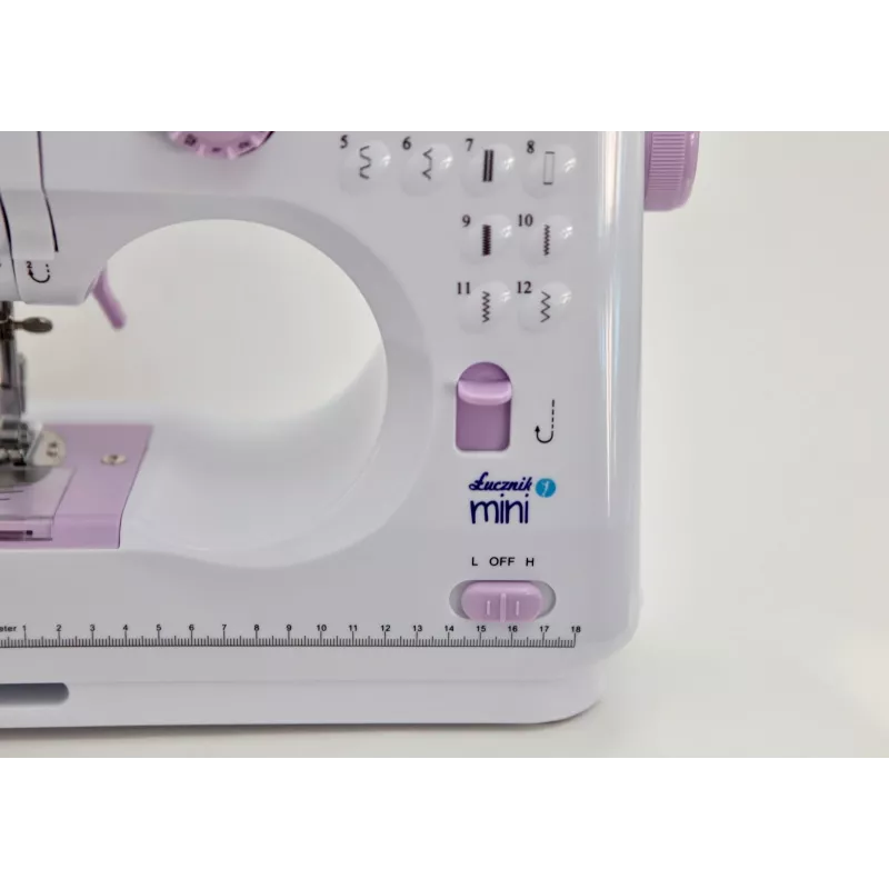Semi-automatic sewing machine Łucznik Mini — Electric, 3 stitch patterns, 4-step buttonhole, free arm