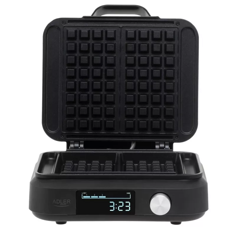 Waffle maker Adler AD 3087 — electric Belgian waffle iron, 2200 W, 2 rectangular plates 9×17 cm, black
