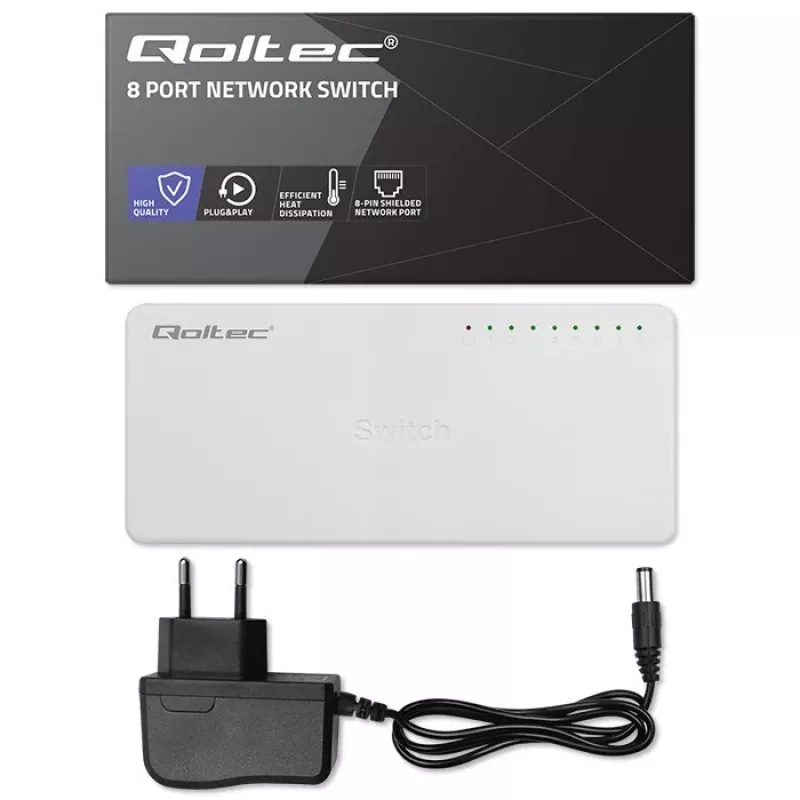 Qoltec Network SWITCH 8xRJ45 port 1000Mbps LAN