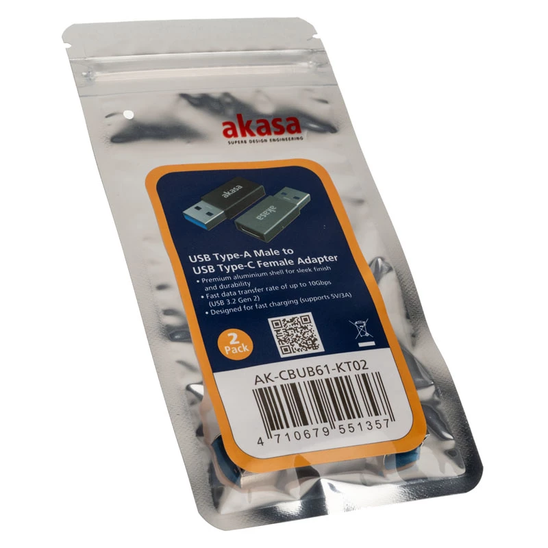 Cable gender changer USB Type-A USB Type-C Akasa AK-CBUB61-KT02