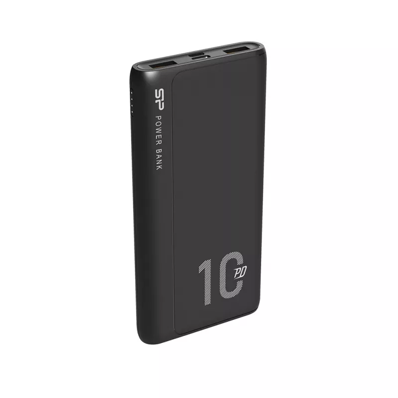 Portable charger Silicon Power QP15 10000 mAh, LiPo, 2x USB-A + 2x USB-C, Micro-USB input, black