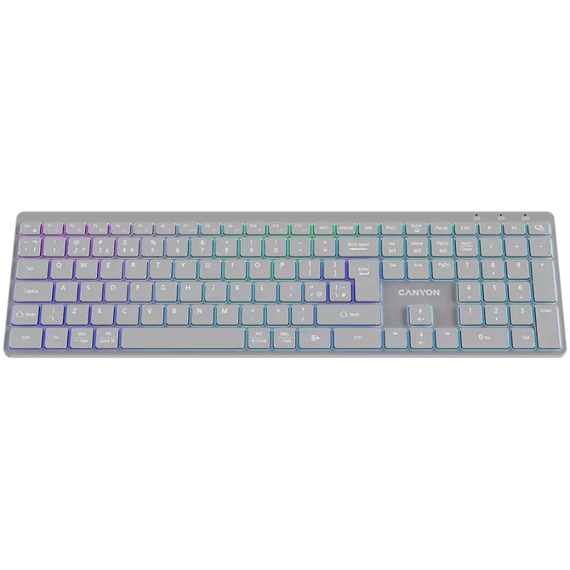 CANYON keyboard HKB-W11 UK/US RGB Dual Mode Wireless Grey