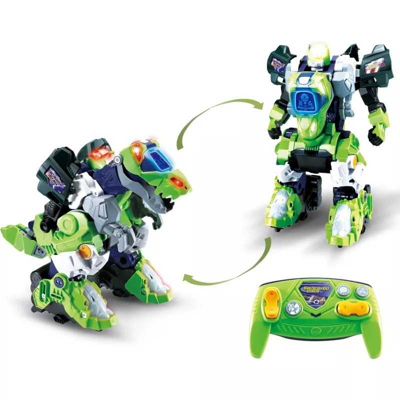 Remote-control dinosaur toy VTech Switch & Go Dinos T-Rex, transforms between dino and vehicle, for kids