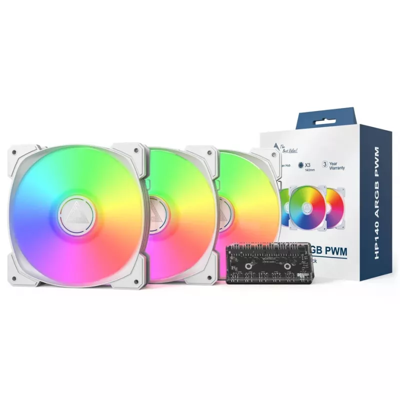 MONTECH HP140 ARGB PWM 140mm White 3-Pack