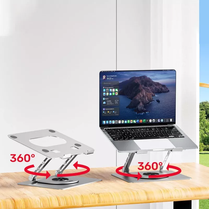 Laptop stand Unitek OT180SL01 Aluminium for 25.4–40.6 cm (10 inch–16 inch) screens, 360° swivel, 0–180° tilt