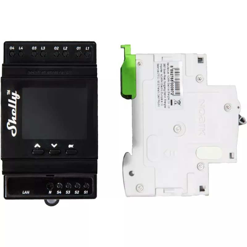 DIN-rail Relay Module Shelly 4-channel Pro 4PM Wi‑Fi, 4 channels, AC 110–240V, power & energy measurement, DIN mounting