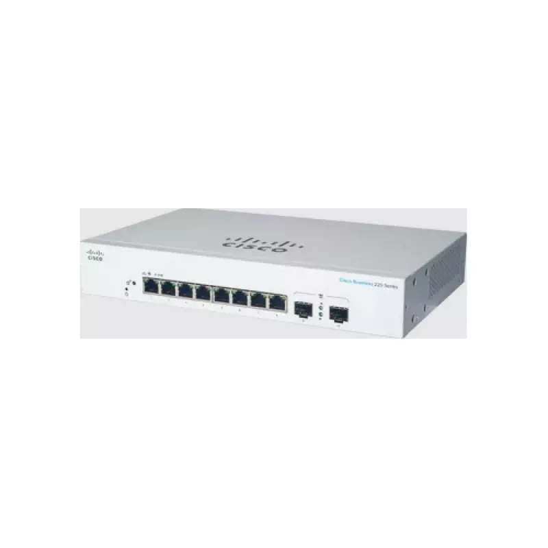 Managed L2 Gigabit Ethernet Switch Cisco CBS220-8T-E-2G — 8x RJ-45 10/100/1000, 2x SFP, 1U, 20 Gbit/s, 8192 MAC