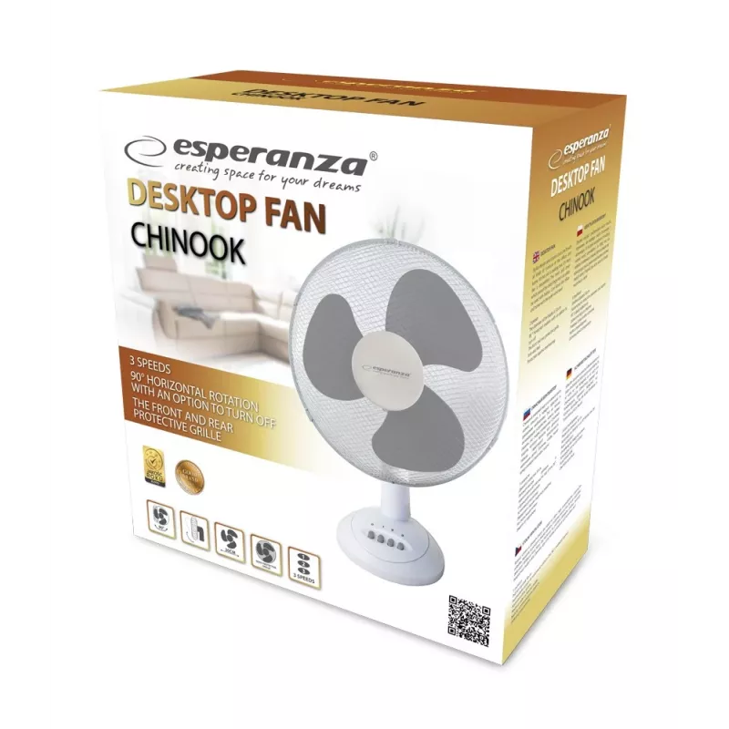 Esperanza EHF003WE, 12'' desk fan, White and Gray