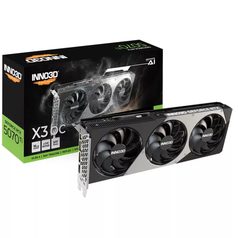 Graphics Card Inno3D GeForce RTX 5070 Ti — 16 GB GDDR7, PCIe 5.0, 256-bit, 3x DisplayPort 2.1b + HDMI 2.1b