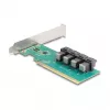 DELOCK PCIe x16 bifurcation card to 4× internal SFF-8643 NVMe, low-profile