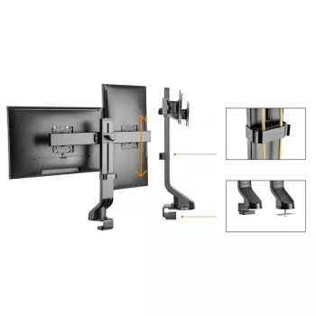 Monitor holder MACLEAN MC-854 for two monitors 17–27 inch VESA 75x75 / 100x100, dual-arm desk mount