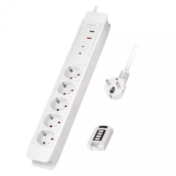 LogiLink LPS402 Power Extension 1.5m 5 AC Outlets Indoor White