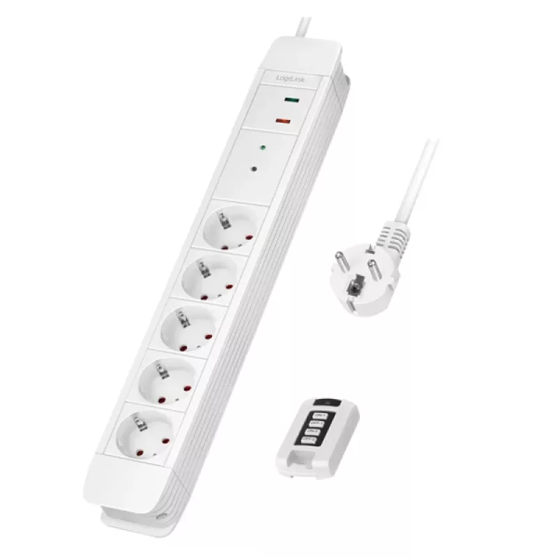 LogiLink LPS402 Power Extension 1.5m 5 AC Outlets Indoor White