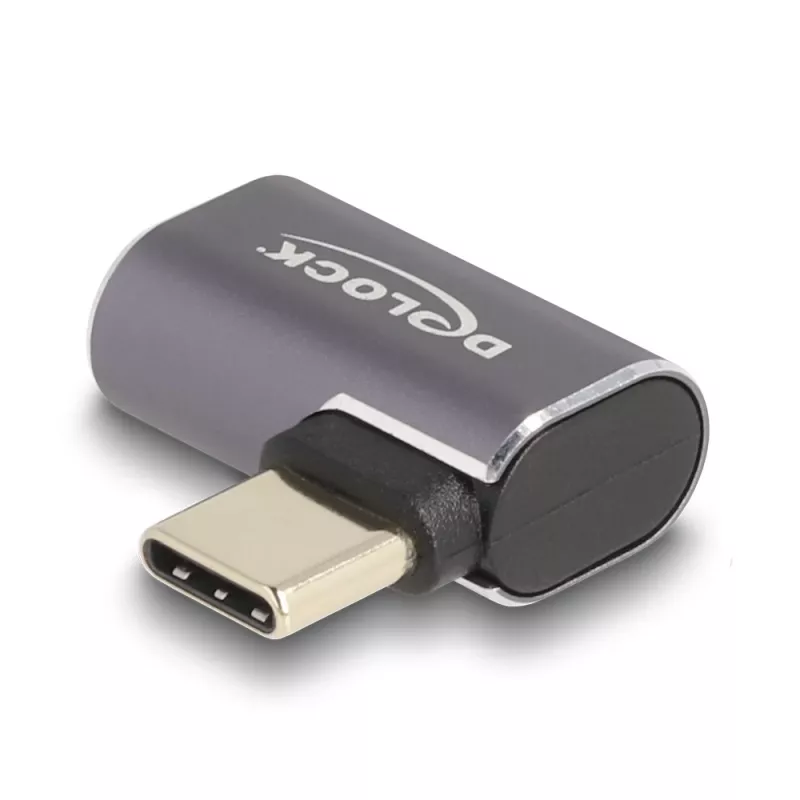 DeLOCK USB Adapter 40 Gbps USB Type-C PD 3.0 100 W male to female angled left/right 8K 60 Hz metal