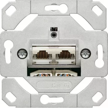 Socket outlet Gira 245200 — 2×RJ-45 Cat6a, metallic finish