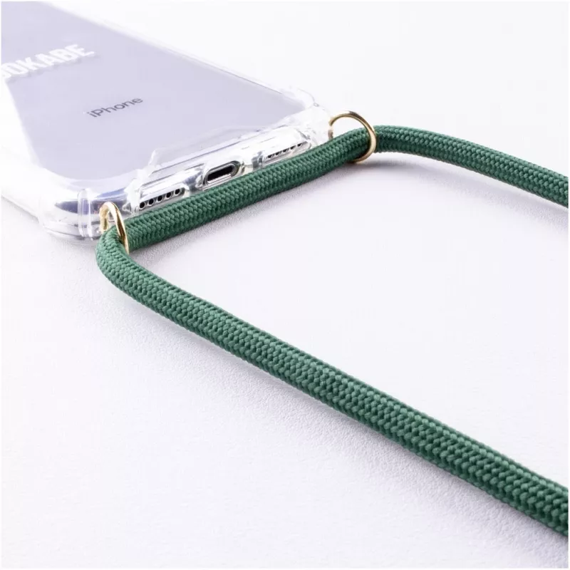 Smartphone Necklace Case Lookabe for iPhone 7/8, gold with green accents