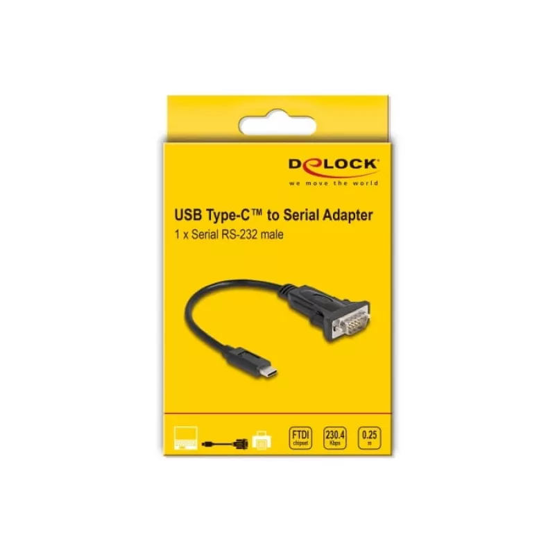 DeLOCK Adapter USB Type-C to RS-232 D-Sub 9 pin male 0.25 m