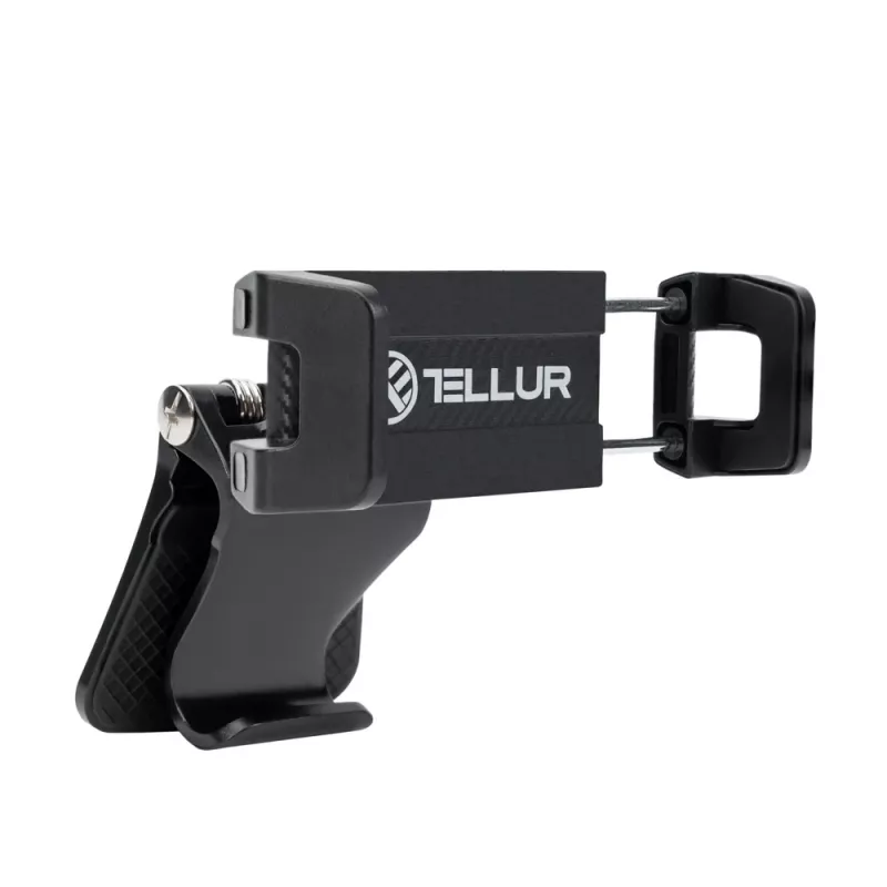 Phone holder Tellur TLL171261 — universal compact adjustable-angle car and desk mount, black