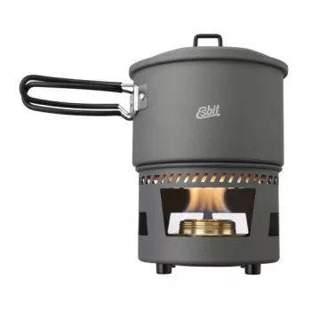 Pot ESBIT Cookset with alcohol burner, Aluminium 1.5 L, Ø15.4 cm, H115 mm, Black