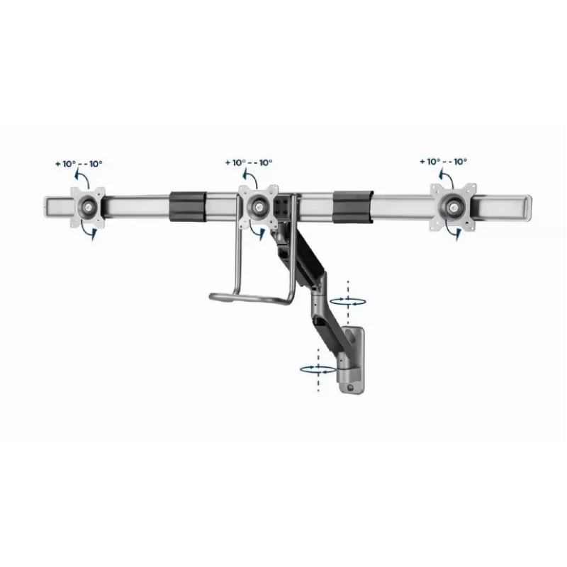 Wall mounted adjustable monitor arm Gembird MA-WA3-01 for 3 monitors